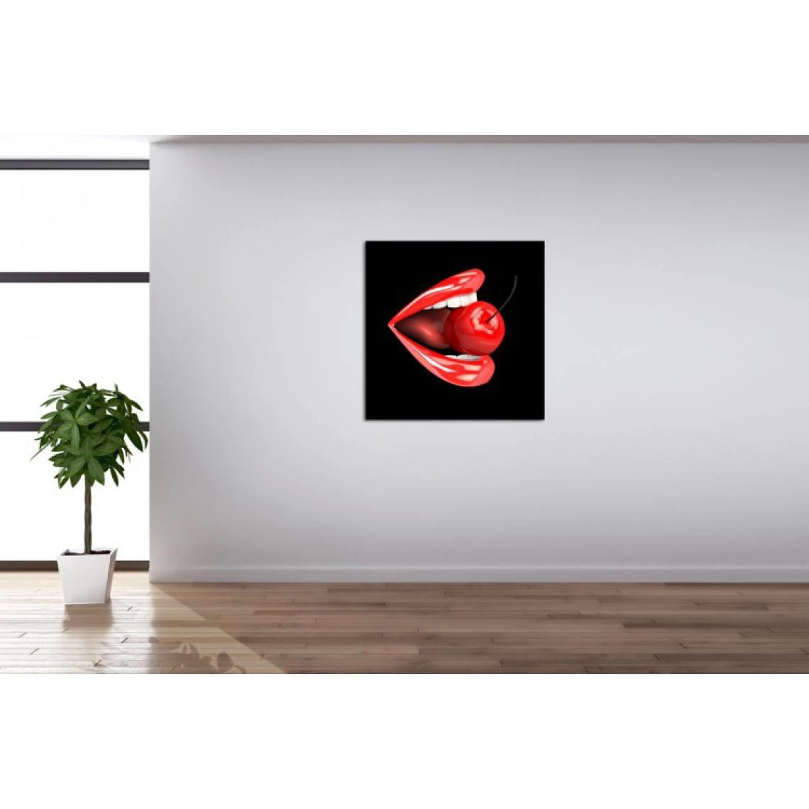 DECLIKTABLEAU Tableau Pop Bouche Rouge Cerise Fond Noir 80X80 Cm 1 DECLIKTABLEAU Tableau Pop Bouche Rouge Cerise Fond Noir 80X80 Cm