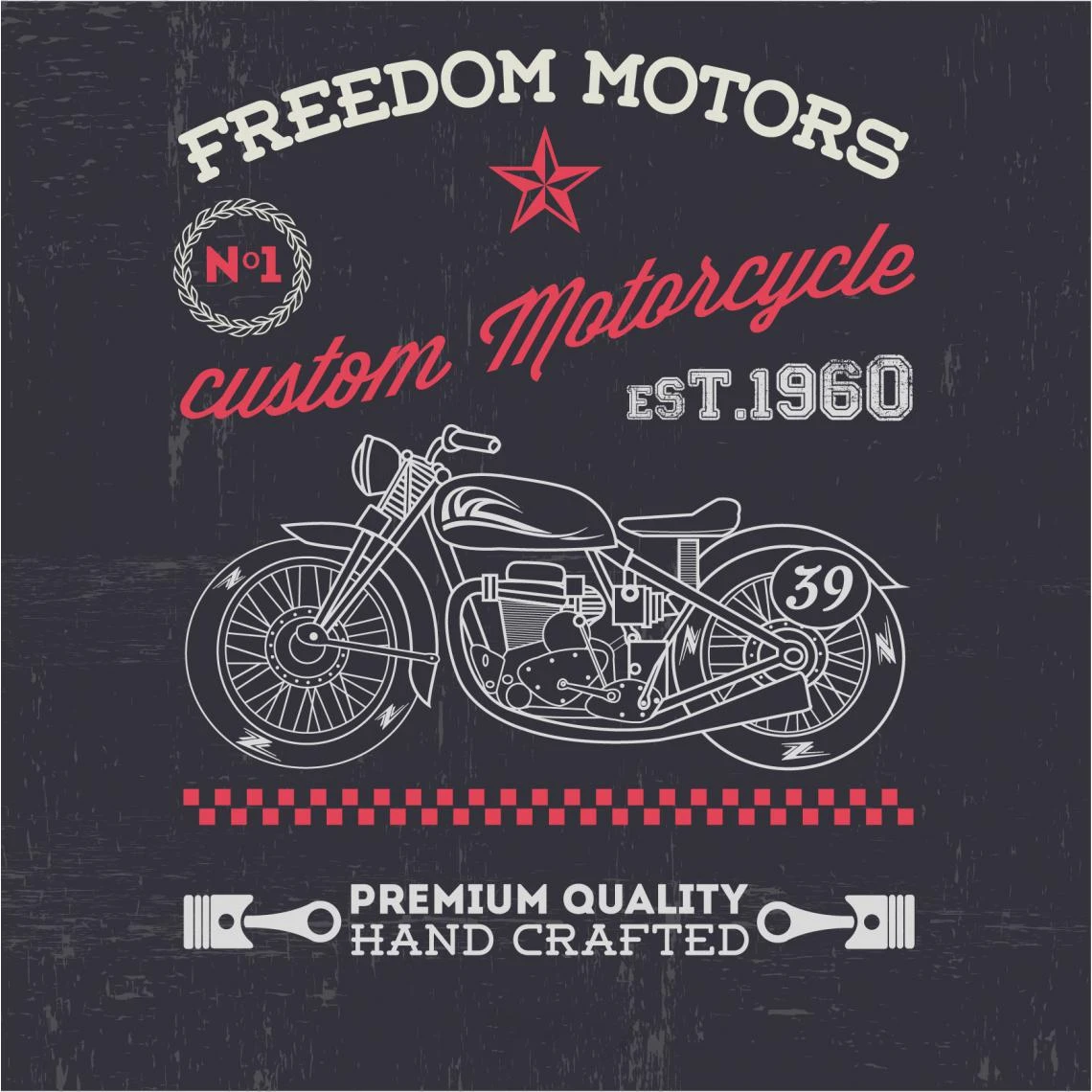 DECLIKTABLEAU Tableau Retro Freedom Motors 60X60 2 DECLIKTABLEAU Tableau Retro Freedom Motors 60X60 – Image 2