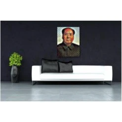 DECLIKTABLEAU Tableau Retro Multicolore Portrait Mao Etoiles 80x55