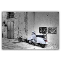 DECLIKTABLEAU Tableau Vintage Vespa Blanc L.80 X H.55 Cm