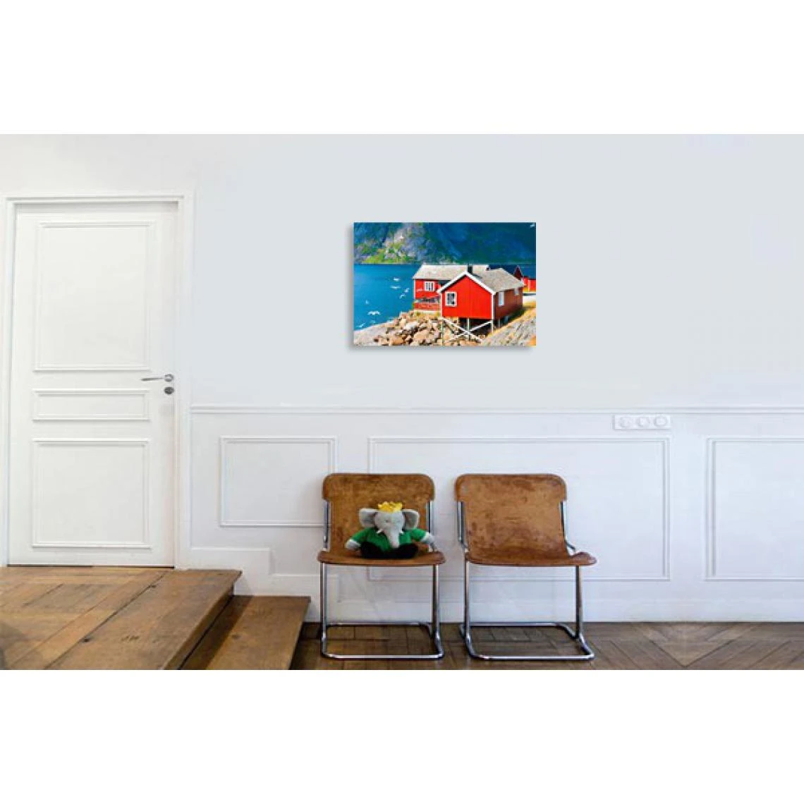 DECLIKTABLEAU Tableau Scandinave Noway Red Houses 80x55 2 DECLIKTABLEAU Tableau Scandinave Noway Red Houses 80x55 – Image 2