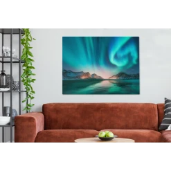 MuchoWow Tableau Sur Toile Aurores Boréales - Neige - Réflexion - Norvège De... -Dekliktableau Magasin tableau sur toile aurores boreales neige reflexion norvege decoration murale 120x90 cm 12460488 33248804 1140x1140