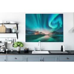 MuchoWow Tableau Sur Toile Aurores Boréales - Neige - Réflexion - Norvège De... -Dekliktableau Magasin tableau sur toile aurores boreales neige reflexion norvege decoration murale 120x90 cm 12460488 33248808 1140x1140