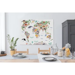 MuchoWow Tableau Sur Toile Carte Du Monde - Enfants - Animaux Decoration Murale... -Dekliktableau Magasin tableau sur toile carte du monde enfants animaux decoration murale 120x90 cm 12445326 33203034 1140x1140