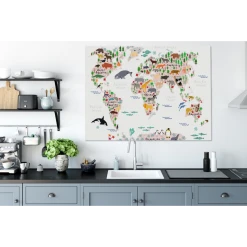MuchoWow Tableau Sur Toile Carte Du Monde - Enfants - Animaux Decoration Murale... -Dekliktableau Magasin tableau sur toile carte du monde enfants animaux decoration murale 120x90 cm 12445326 33203036 1140x1140