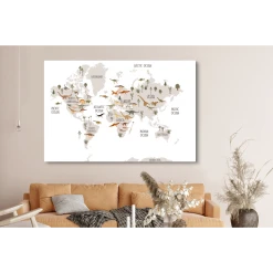 MuchoWow Tableau Sur Toile Carte Du Monde Enfants - Dinosaures - Chambre D'enfa... -Dekliktableau Magasin tableau sur toile carte du monde enfants dinosaures chambre denfant decoration murale 150x100 cm 12460658 33249268 1140x1140