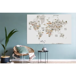 MuchoWow Tableau Sur Toile Carte Du Monde Enfants - Dinosaures - Chambre D'enfa... -Dekliktableau Magasin tableau sur toile carte du monde enfants dinosaures chambre denfant decoration murale 150x100 cm 12460658 33249270 1140x1140