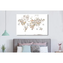 MuchoWow Tableau Sur Toile Carte Du Monde Enfants - Dinosaures - Chambre D'enfa... -Dekliktableau Magasin tableau sur toile carte du monde enfants dinosaures chambre denfant decoration murale 150x100 cm 12460658 33249272 1140x1140
