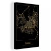 MuchoWow Tableau Sur Toile Carte - Lille - France - Or - Noir Decoration Murale...