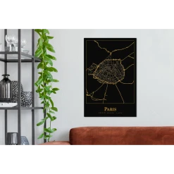 MuchoWow Tableau Sur Toile Carte - Paris - Or - Noir Decoration Murale 60x90 Cm -Dekliktableau Magasin tableau sur toile carte paris or noir decoration murale 60x90 cm 12466494 33267002 1140x1140