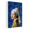 MuchoWow Tableau Sur Toile Fille Avec Une Boucle D'oreille En Perle - Bleu De D...