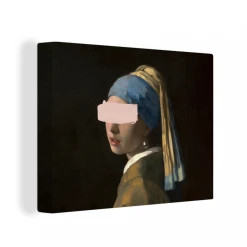 MuchoWow Tableau Sur Toile Fille Avec Une Boucle D'oreille En Perle - Vermeer -...