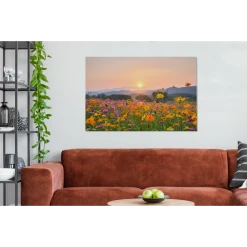 MuchoWow Tableau Sur Toile Fleurs - Coucher De Soleil - Montagne Decoration Mur... -Dekliktableau Magasin tableau sur toile fleurs coucher de soleil montagne decoration murale 120x80 cm 12466280 33266372 1140x1140