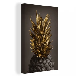 MuchoWow Tableau Sur Toile Fruit - Ananas - Or Decoration Murale 20x30 Cm