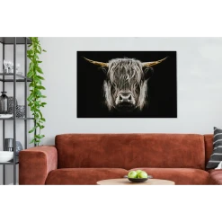 MuchoWow Tableau Sur Toile Highlander écossais - Portrait - Noir - Blanc Decor... -Dekliktableau Magasin tableau sur toile highlander ecossais portrait noir blanc decoration murale 140x90 cm 12451368 33221376 1140x1140