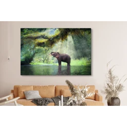 MuchoWow Tableau Sur Toile Jungle - Éléphant - Eau Decoration Murale 150x100 ... -Dekliktableau Magasin tableau sur toile jungle lephant eau decoration murale 150x100 cm 12459300 33245070 1140x1140