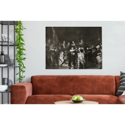 MuchoWow Tableau Sur Toile La Ronde De Nuit En Noir Et Blanc - Rembrandt Van Ri... -Dekliktableau Magasin tableau sur toile la ronde de nuit en noir et blanc rembrandt van rijn decoration murale 120x90 cm 12478228 33303522 1140x1140