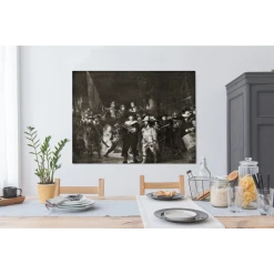 MuchoWow Tableau Sur Toile La Ronde De Nuit En Noir Et Blanc - Rembrandt Van Ri... -Dekliktableau Magasin tableau sur toile la ronde de nuit en noir et blanc rembrandt van rijn decoration murale 120x90 cm 12478228 33303524 1140x1140