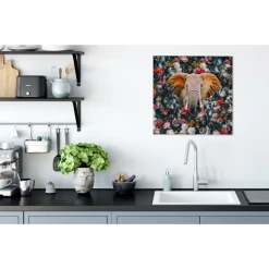 MuchoWow Tableau Sur Toile Éléphant - Fleurs - Tasse Decoration Murale 50x50 ... -Dekliktableau Magasin tableau sur toile lephant fleurs tasse decoration murale 50x50 cm 12441476 33191342 1140x1140