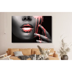 MuchoWow Tableau Sur Toile Lèvres - Rouge - Noir Decoration Murale 150x100 Cm -Dekliktableau Magasin tableau sur toile levres rouge noir decoration murale 150x100 cm 12458762 33243450 1140x1140