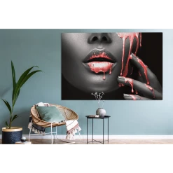 MuchoWow Tableau Sur Toile Lèvres - Rouge - Noir Decoration Murale 150x100 Cm -Dekliktableau Magasin tableau sur toile levres rouge noir decoration murale 150x100 cm 12458762 33243452 1140x1140