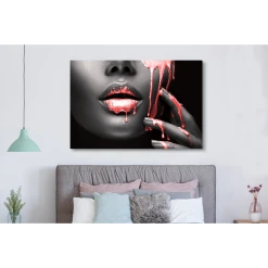 MuchoWow Tableau Sur Toile Lèvres - Rouge - Noir Decoration Murale 150x100 Cm -Dekliktableau Magasin tableau sur toile levres rouge noir decoration murale 150x100 cm 12458762 33243454 1140x1140