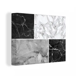 MuchoWow Tableau Sur Toile Marbre - Noir - Blanc - Gris Decoration Murale 120x9...