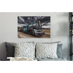 MuchoWow Tableau Sur Toile Nuages Noirs Au-dessus De La Locomotive à Vapeur De... -Dekliktableau Magasin tableau sur toile nuages noirs au dessus de la locomotive a vapeur decoration murale 90x60 cm 12446720 33207264 1140x1140