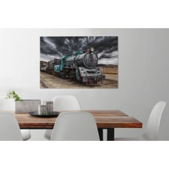 MuchoWow Tableau Sur Toile Nuages Noirs Au-dessus De La Locomotive à Vapeur De... -Dekliktableau Magasin tableau sur toile nuages noirs au dessus de la locomotive a vapeur decoration murale 90x60 cm 12446720 33207266 1140x1140