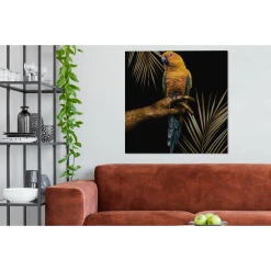 MuchoWow Tableau Sur Toile Oiseau - Perroquet - Main - Or Decoration Murale 90x... -Dekliktableau Magasin tableau sur toile oiseau perroquet main or decoration murale 90x90 cm 12454982 33232160 1140x1140