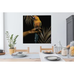 MuchoWow Tableau Sur Toile Oiseau - Perroquet - Main - Or Decoration Murale 90x... -Dekliktableau Magasin tableau sur toile oiseau perroquet main or decoration murale 90x90 cm 12454982 33232162 1140x1140