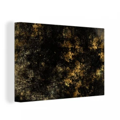 MuchoWow Tableau Sur Toile Or - Noir - Abstrait Decoration Murale 120x80 Cm