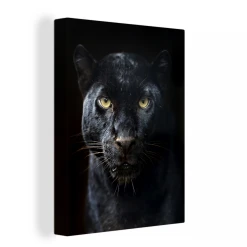MuchoWow Tableau Sur Toile Panthère - Noir - Jaune Decoration Murale 60x80 Cm