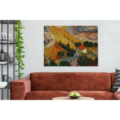 MuchoWow Tableau Sur Toile Paysage Avec Une Maison Et Un Laboureur - Vincent Va... -Dekliktableau Magasin tableau sur toile paysage avec une maison et un laboureur vincent van gogh decoration murale 120x90 cm 12480050 33309264 1140x1140