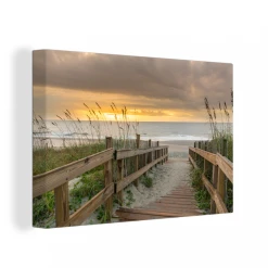 MuchoWow Tableau Sur Toile Plage - Mer - Dune - Chemin Decoration Murale 120x80...
