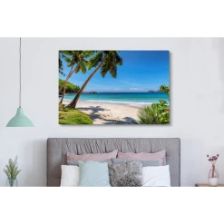 MuchoWow Tableau Sur Toile Plage - Mer - Palmiers - Soleil Decoration Murale 15... -Dekliktableau Magasin tableau sur toile plage mer palmiers soleil decoration murale 150x100 cm 12450382 33218482 1140x1140