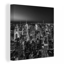 MuchoWow Tableau Sur Toile Skyline De New York, Noir Et Blanc Decoration Murale...
