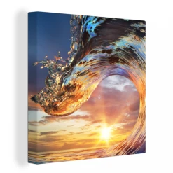 MuchoWow Tableau Sur Toile Soleil - Mer - Couleurs Decoration Murale 50x50 Cm