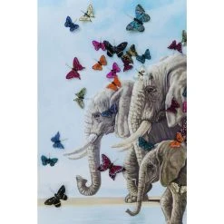 Karedesign Tableau Touched éléphants Et Papillons 120x120cm Kare Design -Dekliktableau Magasin tableau touched elephants with butterflys 120x120cm kare design 2