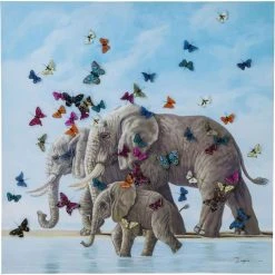 Karedesign Tableau Touched éléphants Et Papillons 120x120cm Kare Design