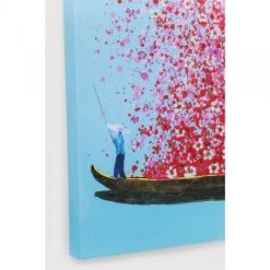 Karedesign Tableau Touched Fleurs Pirogue Bleu Et Rose 100x80cm Kare Design -Dekliktableau Magasin tableau touched flower boat 100x80cm kare design 2