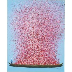 Karedesign Tableau Touched Fleurs Pirogue Bleu Et Rose 100x80cm Kare Design