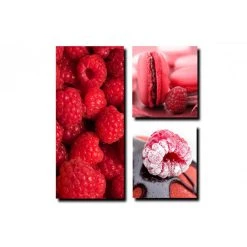 DECLIKTABLEAU Tableau Triptyque Gourmand Fruits Rouges 40 X 80 Cm Et 35 X 35 Cm