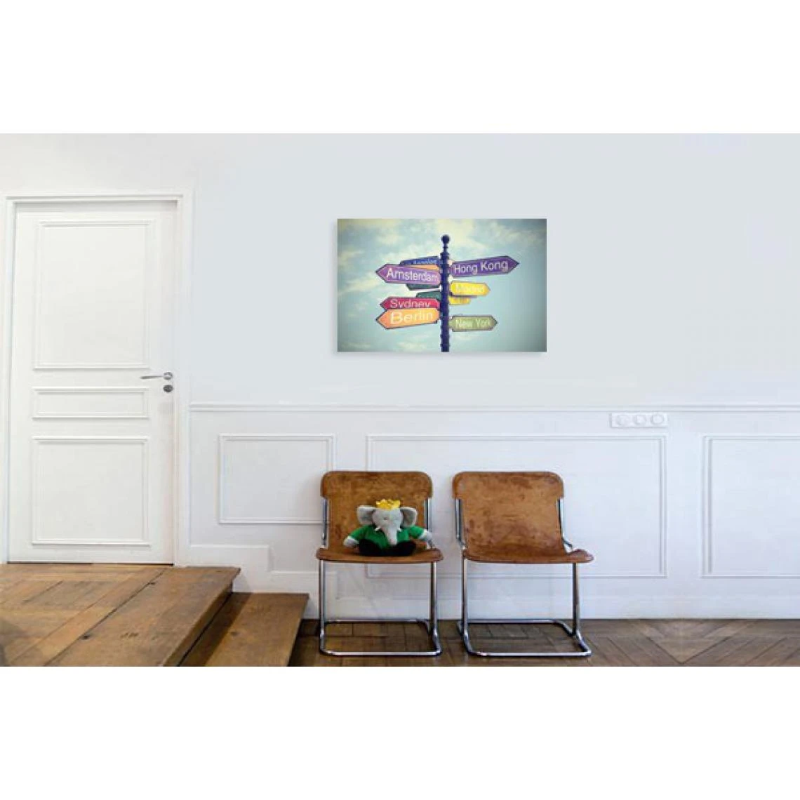 DECLIKTABLEAU Tableau Voyage Directional City Signs 80x55 2 DECLIKTABLEAU Tableau Voyage Directional City Signs 80x55 – Image 2