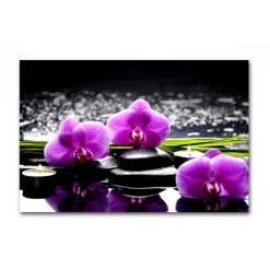 DECLIKTABLEAU Tableau Zen Orchidée Rose Et Bougies Sur Galets L.80 X H.55 Cm
