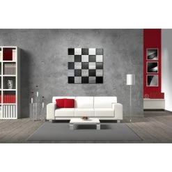 DECLIKTABLEAU Tableau Abstrait Ton Noir Et Argent Damier 50X50 Cm -Dekliktableau Magasin tableaux abstraits bicolore tableaux design 11309 1140x1140 1