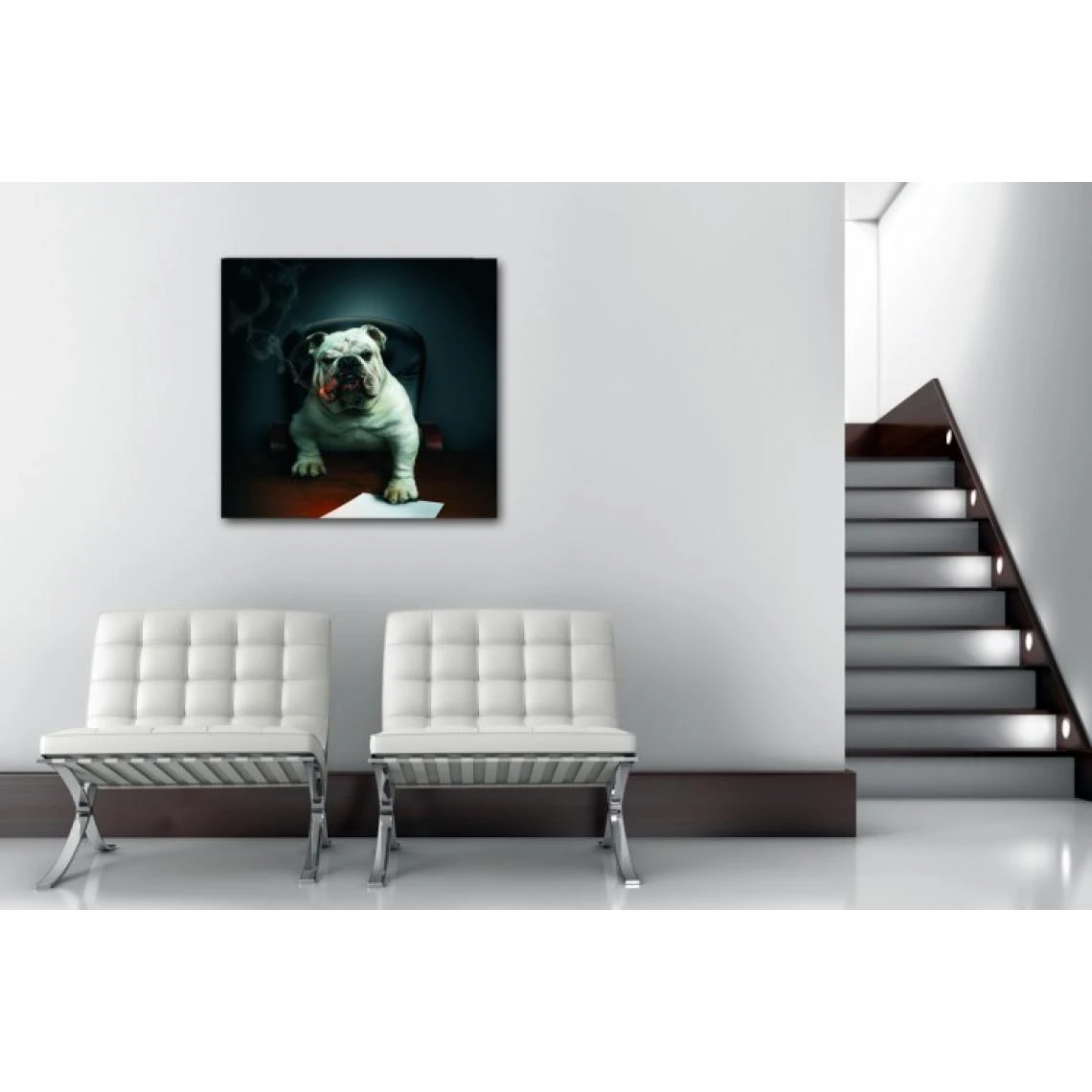 DECLIKTABLEAU Tableau Animaux Chien Bulldog Avec Cigare 80X80 Cm 2 DECLIKTABLEAU Tableau Animaux Chien Bulldog Avec Cigare 80X80 Cm – Image 2