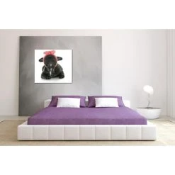 DECLIKTABLEAU Tableau Enfant Chien Avec Noeud Rose 80X80 Cm -Dekliktableau Magasin tableaux animaux rosenoir tableaux design 13323 1140x1140 1