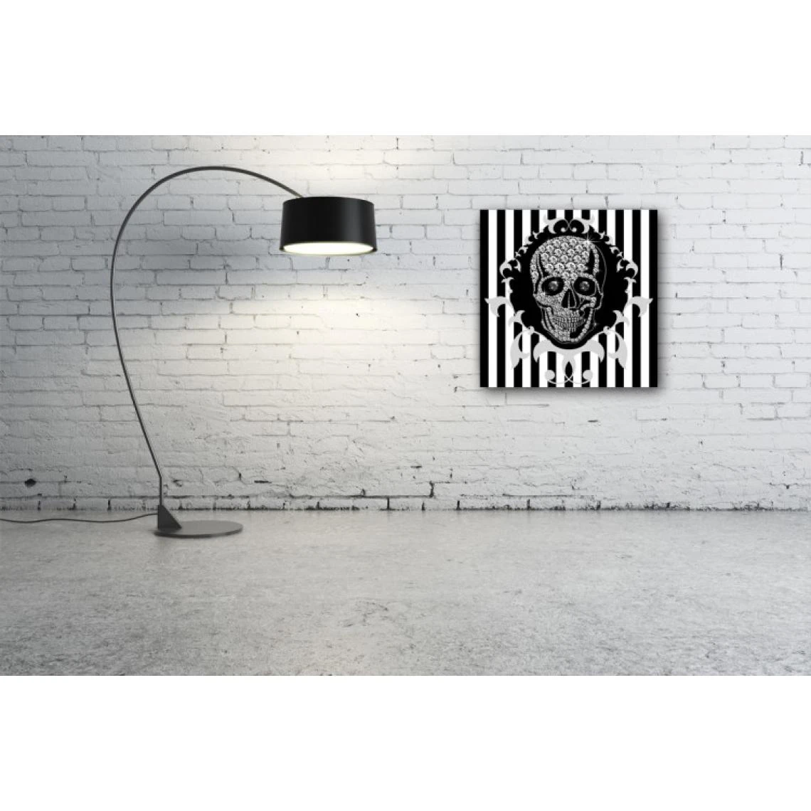DECLIKTABLEAU Tableau Baroque Rayures Blanches Et Noires Tête De Mort Strass 80X80 ... 3 DECLIKTABLEAU Tableau Baroque Rayures Blanches Et Noires Tête De Mort Strass 80X80 ... – Image 3
