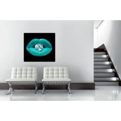 DECLIKTABLEAU Tableau Pop Bouche Diams Bleu Turquoise 60X60 Cm -Dekliktableau Magasin tableaux bouches bleu turquoise tableaux design 14883 1140x1140 1
